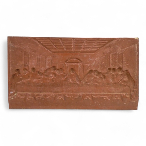 5 - A rectangular Coalbrookdale style cast iron panel of The Last Supper - after Leonardo da Vinci, with... 