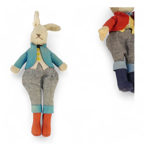 514A - A mid 20th century toy monkey - with felt clothing, height 42cm, together with a similar rabbit.