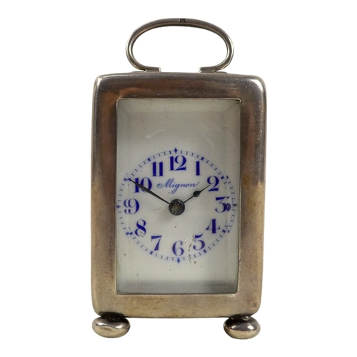 521 - An early 20th century silver cased timepiece - Birmingham 1901, the white enamel dial signed Mignon ... 