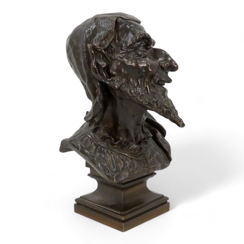 53 - # Emile EGAZE (XIX-XX) Mephistopheles Bronze bust  Signed to base Height 38cm