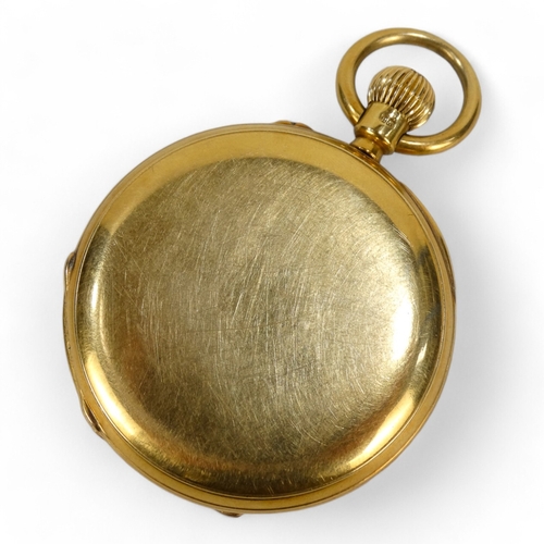 614 - An 18ct gold half hunter pocket watch - Chaplin & Sons, Aldersgate St., London, the white enamel dia... 