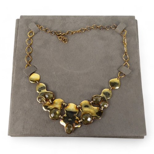 636 - A Monica Vinader silver gilt necklace - with gem set linked amorphous petals on an integral fancy li... 