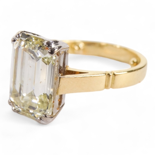 652 - An emerald cut diamond ring - accompanying Birmingham Assey Office report assessing the stone as wei... 