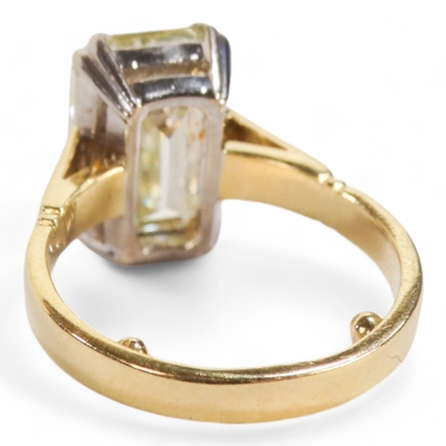 652 - An emerald cut diamond ring - accompanying Birmingham Assey Office report assessing the stone as wei... 