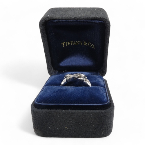 656 - Paloma PICASSO for Tiffany & Co 'Double Loving Hearts' diamond ring - signed and set within 18ct whi... 