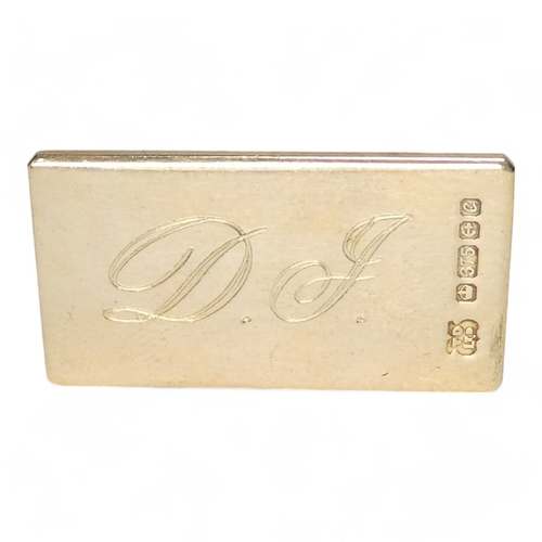 683 - A pair of 9ct gold cufflinks - rectangular and engraved with initials, together with another similar... 