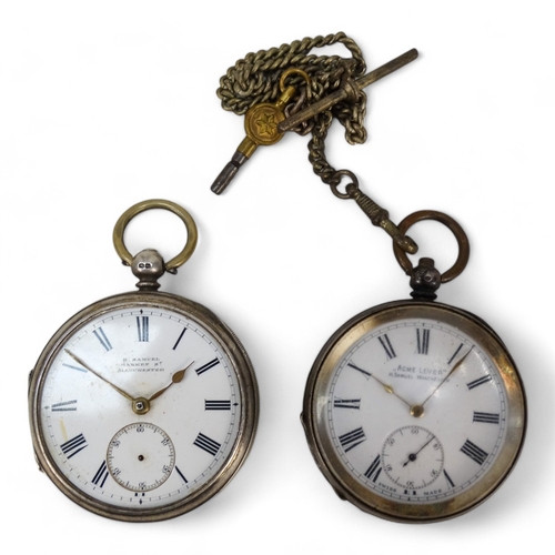 741 - A late 19th century silver open face pocket watch - H Samuel, the white enamel dial set out in Roman... 