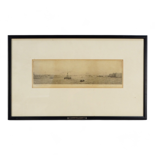 773 - Roland LANGMAID (British 1897-1956) Portsmouth Harbour Steel engraving Signed and titled lower edge ... 