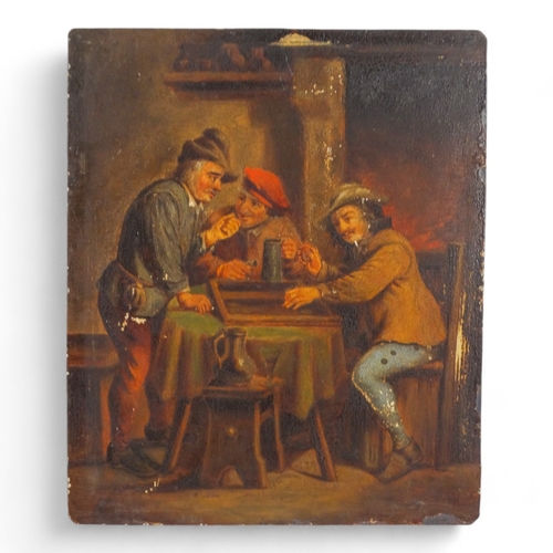 776 - After David TENNIERS (19th Century) Revellers in a Tavern Oil on tin  Unframed  Overall size 21 x 17... 