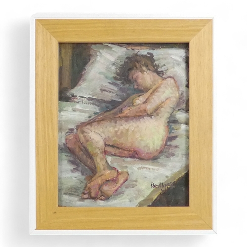 781 - Pat ALGAR (British 1939-2013) Reclining Nude Oil on board Signed lower right Framed and glazed Pictu... 