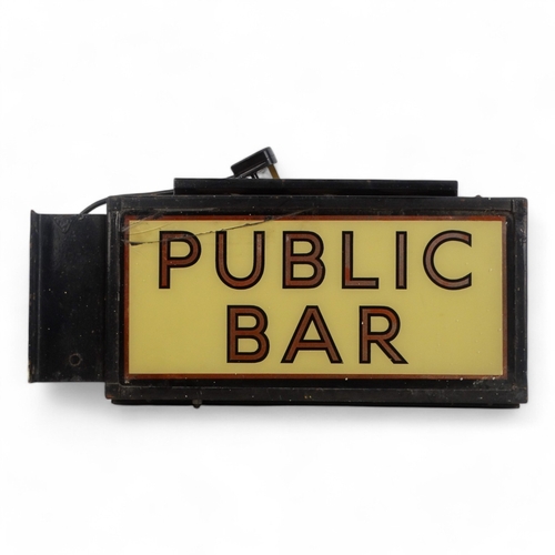 85 - A 20th century illuminated 'Public Bar' sign - double sided with red lettering on a cream ground, by... 