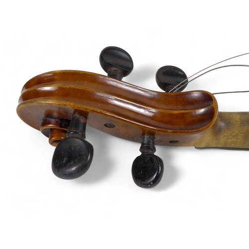 9 - A 19th century German violin - with a one piece back measuring 37cm, interior label 'Sebastian Cappa... 