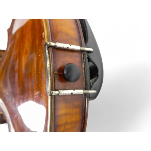 9 - A 19th century German violin - with a one piece back measuring 37cm, interior label 'Sebastian Cappa... 