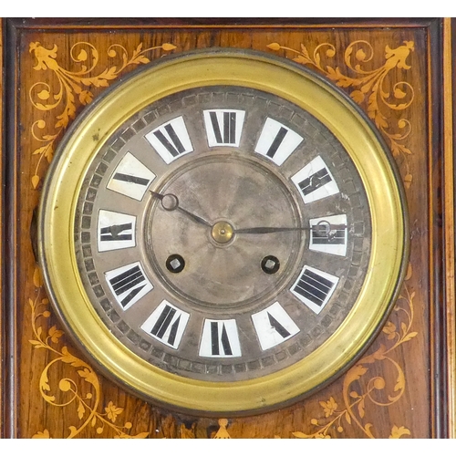 926 - A late 19th century Dutch rosewood and inlaid wall clock - the silvered engine turned dial set out w... 