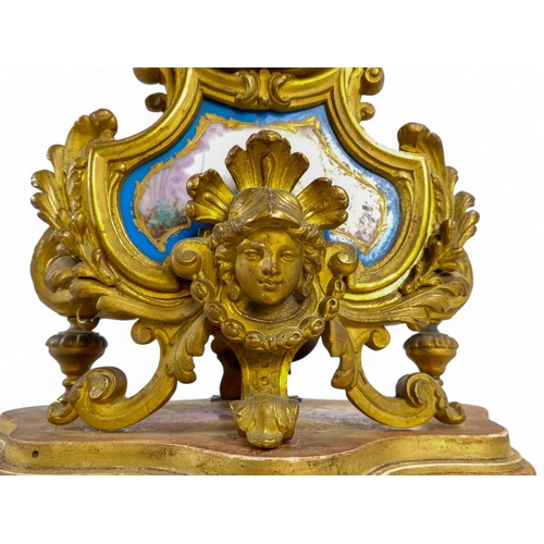 928 - A late 19th century Sevres style mantel clock - with ormolu mounts, the dial set out in Roman numera... 