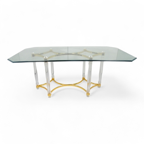 977 - A vintage glass and Lucite dining table - in the manner of Romeo Rega, the rectangular glass top wit... 