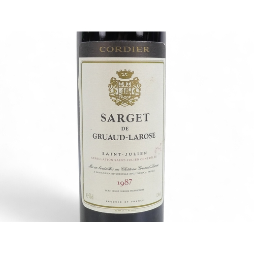 186 - A bottle of Sarget De Gruaud-Larose, 1987 - together with a bottle of Meerlust Cabernet Sauvignon 19... 