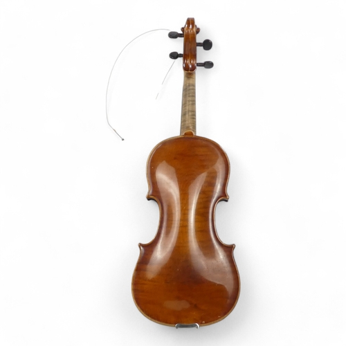 9 - A 19th century German violin - with a one piece back measuring 37cm, interior label 'Sebastian Cappa... 