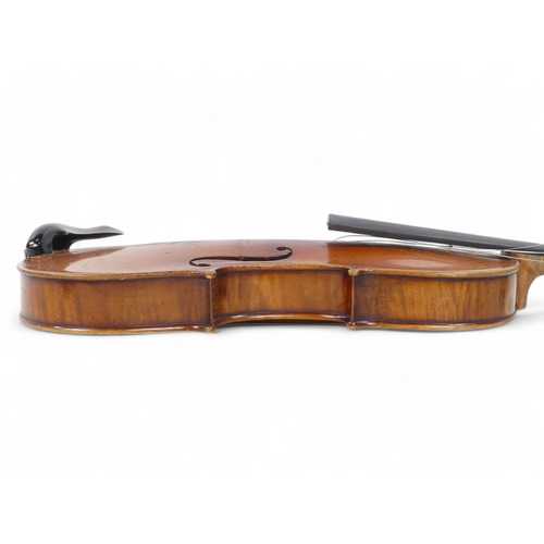 9 - A 19th century German violin - with a one piece back measuring 37cm, interior label 'Sebastian Cappa... 