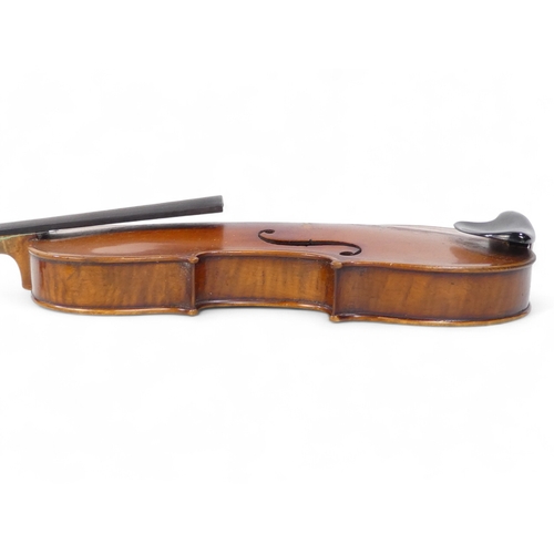 9 - A 19th century German violin - with a one piece back measuring 37cm, interior label 'Sebastian Cappa... 