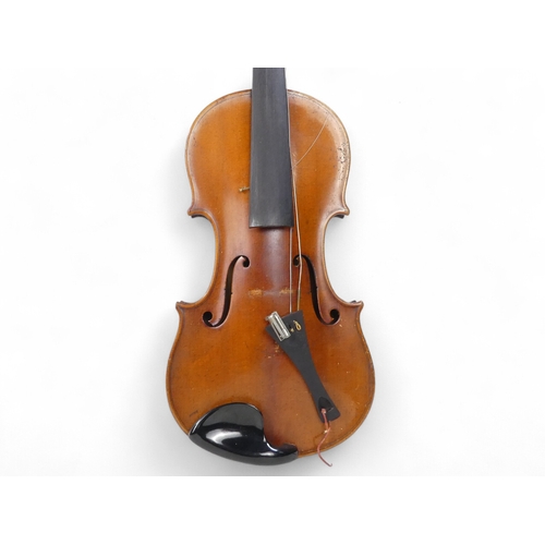 9 - A 19th century German violin - with a one piece back measuring 37cm, interior label 'Sebastian Cappa... 