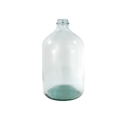 104 - A large glass jar - with a narrow screw neck top, 50cm high, together with another gourd shaped lidd... 