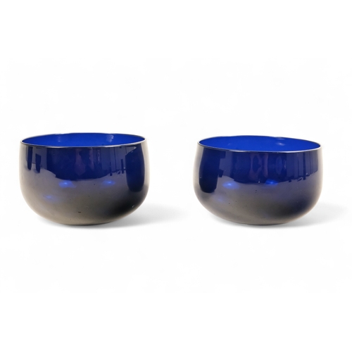 229 - A pair of 19th century Bristol blue finger bowls - 14cm diameter, together with two further similar ... 