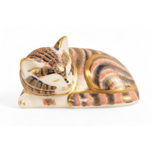 238 - A Royal Crown Derby cat paperweight - seated, 14cm high, together with three further various cats. (... 