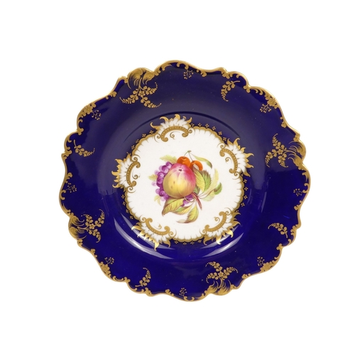 258 - A set of four mid 19th century Copeland fruit plates - painted with fruit to the centre within a dar... 