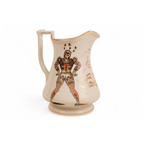 267 - A Victorian Elsmore & Forster Ironstone Harlequin puzzle jug - marked and dated for Jebez Hall 1858,... 