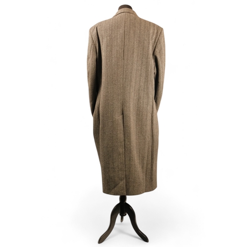 395 - A Gieves & Hawkes of Savile Row herringbone overcoat - size medium, chest 112cm (44'), length 118cm.