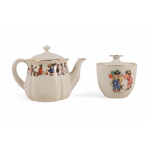 478 - A mid 20th century German child's coffee service - comprising coffee pot, milk jug, sucrier and six ... 