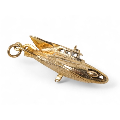 575 - A 9ct gold charm - modelled in the form of Gerry and Sylvia Anderson submarine 'Stingray' with artic... 