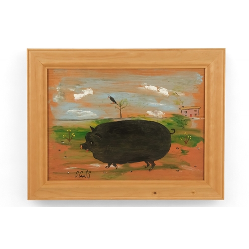 748 - # Steve CAMPS (Cornish contemporary b. 1957) This Little Piggy Went To Market  Oil on board Signed l... 