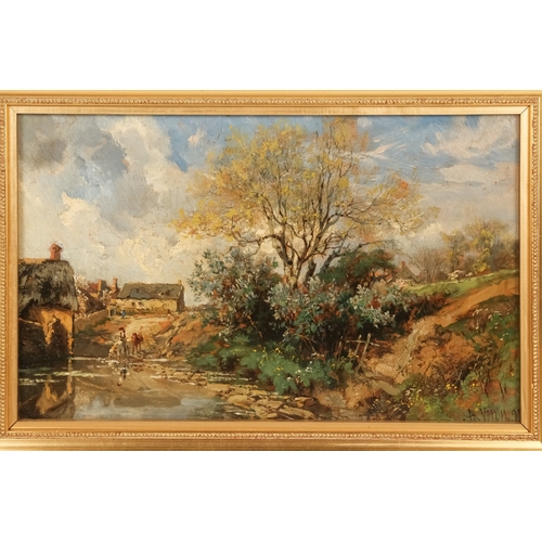 750 - Alexandre Rene VERON (1826-1897) A Country Farm  Oil on board Signed lower right Picture size 24 x 3... 