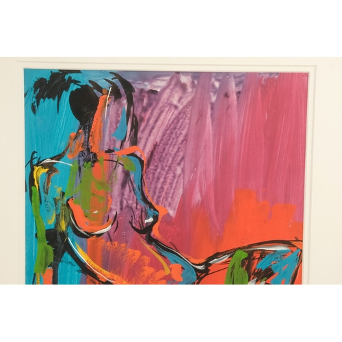 753 - British Contemporary Female Nude Acrylic on board Indistinctly signed lower left Framed and glazed P... 