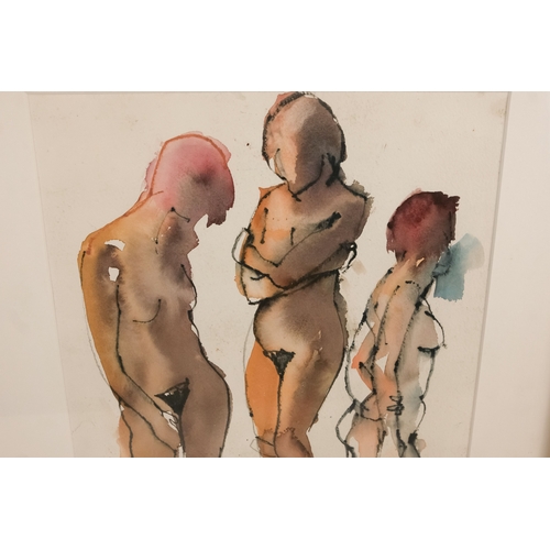 759 - Angela STEAD (XX-XXI) Three Nudes  Watercolour on paper Signed lower edge Framed and glazed  Picture... 