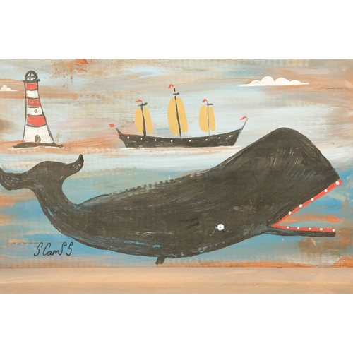 765 - # Steve CAMPS (Cornish contemporary b. 1957) This Whale Has Something To Shout About Oil on board Si... 