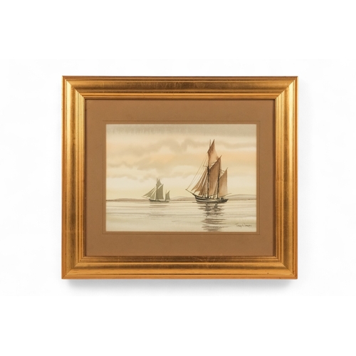 776 - Tony WARREN (1930-1994) Two Ships Under Sail Watercolour Signed lower right  Framed and glazed  Pict... 