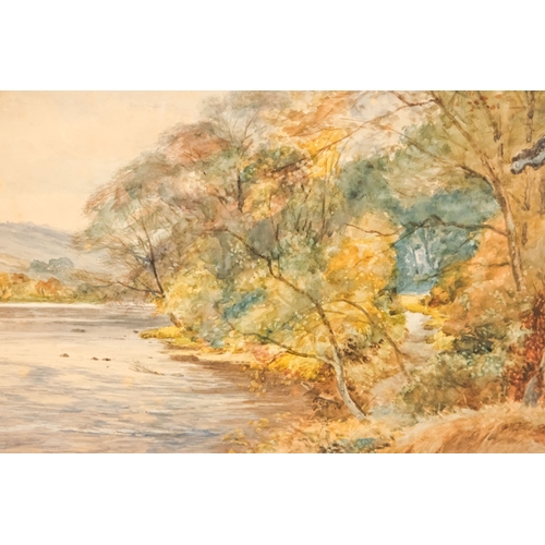 826 - Peter BUCHANAN (British 1855-1950) Fisherman in a Broad River Watercolour Signed lower left  Framed ... 