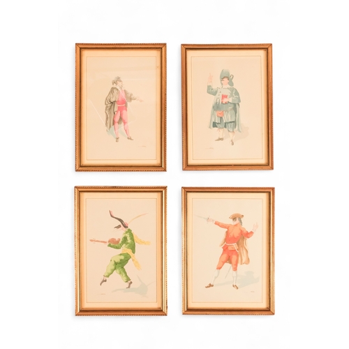 839 - 20th Century Italian School Eight Commedia dell'arte Figures Lithograph Framed and glazed Picture si... 