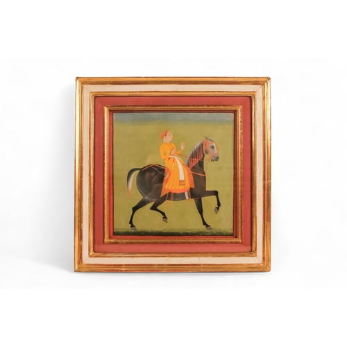 840 - 20th Century Mughal School Figure on a White Horse Gouache  Framed and glazed Picture size 23 x 26cm... 