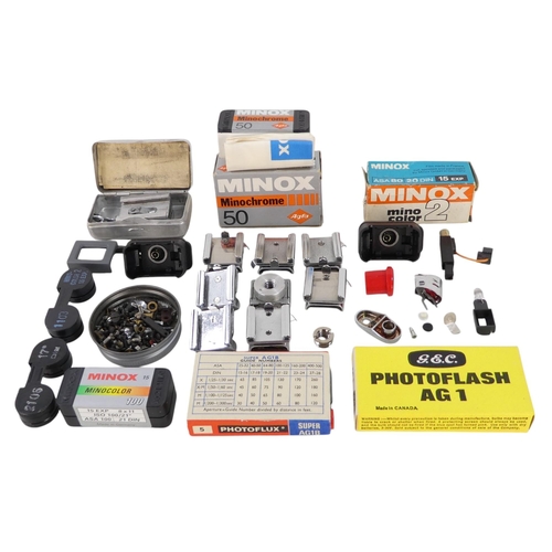 147 - A collection of Minox camera accessories - including two packets of flash blubs, an unexposed Agfa M... 