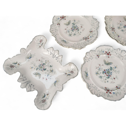 202 - A mid 19th century dessert service by Robinson, Wood & Brownfield - comprising eight pieces decorate... 