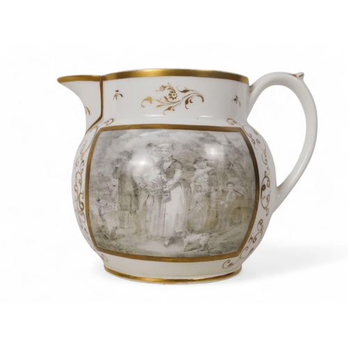 205 - A mid 19th century Spode jug - decorated with grisaille panels within gilt foliate scrolls and beari... 