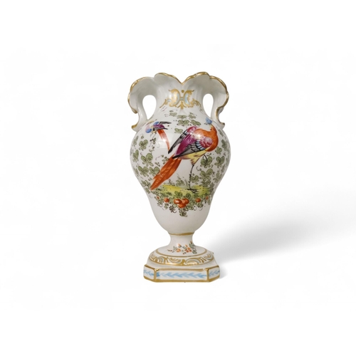 210 - A Samson style vase - of baluster form with foliate neck and raised on a square base with canted cor... 