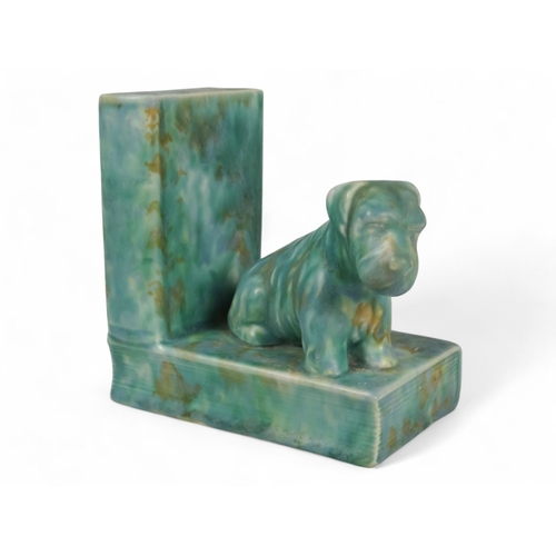 219 - A Beswick bookend - modelled as Scottie dogs with a green graduated marbled finish, 16cm high.