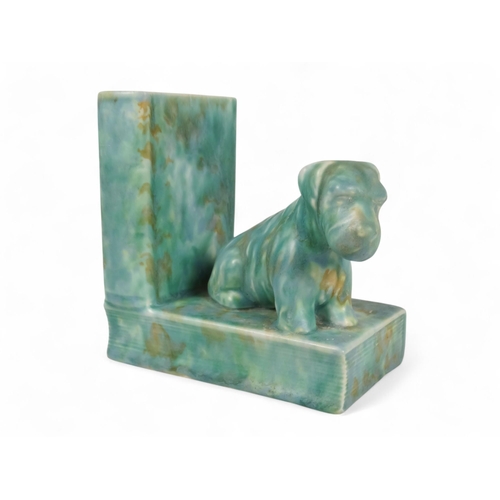 219 - A Beswick bookend - modelled as Scottie dogs with a green graduated marbled finish, 16cm high.