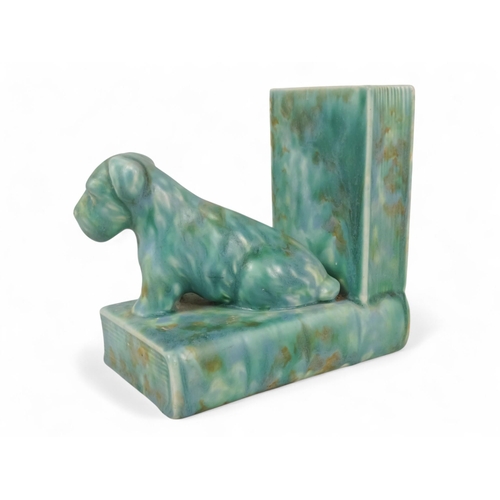 219 - A Beswick bookend - modelled as Scottie dogs with a green graduated marbled finish, 16cm high.