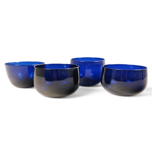 229 - A pair of 19th century Bristol blue finger bowls - 14cm diameter, together with two further similar ... 